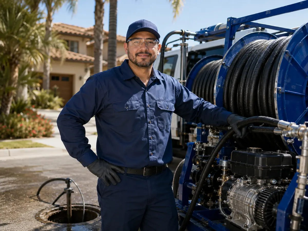Hydro jet sewer cleaning in Pearblossom